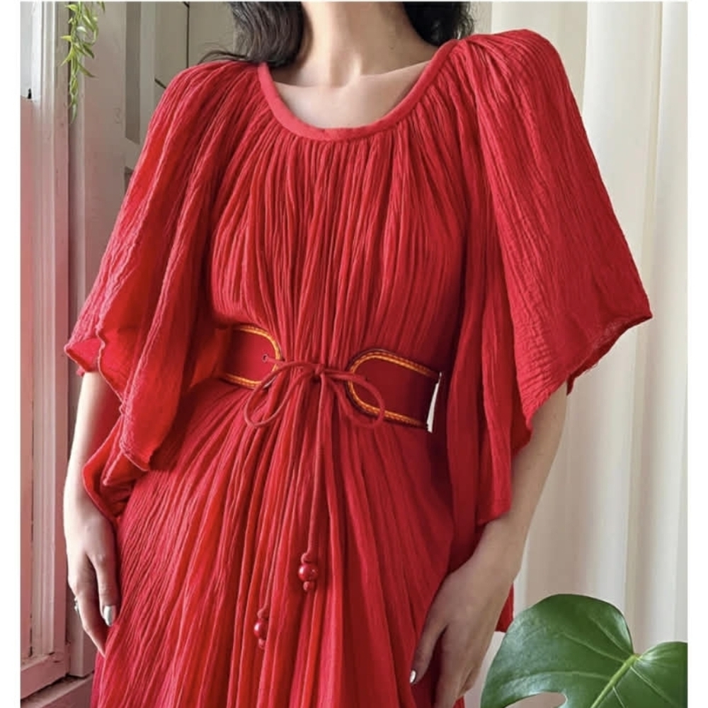 RARE Vintage Yves Saint Laurent 70s Russian Collection Red Tie Waist Belt - Picture 11 of 12